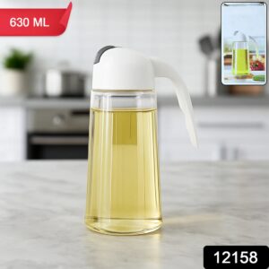 Glass Oil Bottle Dispenser 630ml – Automatic Lid & Drip-Free Pour