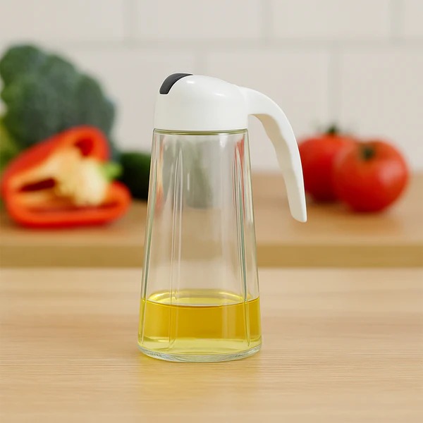 Glass Oil Bottle Dispenser 630ml – Automatic Lid & Drip-Free Pour - Image 5